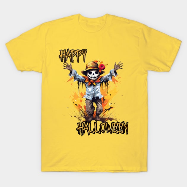 Spooky Scarecrow Happy Halloween T-Shirt by DivShot 